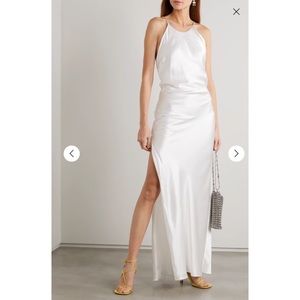 NWT MICHAEL LO SORDO Georgia open-back crystal-embellished silk-satin maxi dress